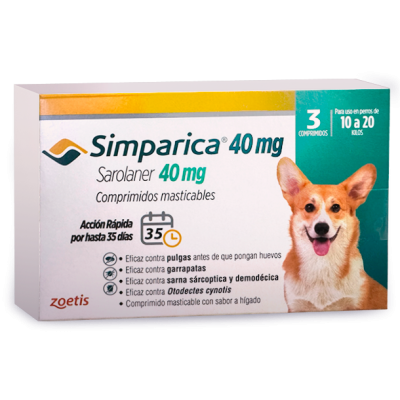 Simparica 10 a 20 kilos caja de 3 comprimidos