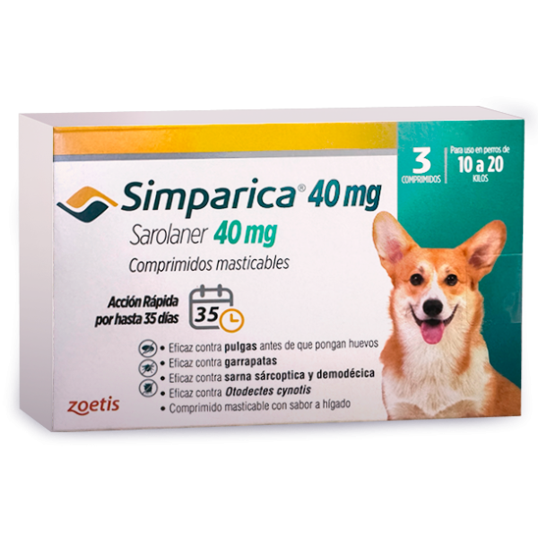 Simparica 10 a 20 kilos caja de 3 comprimidos